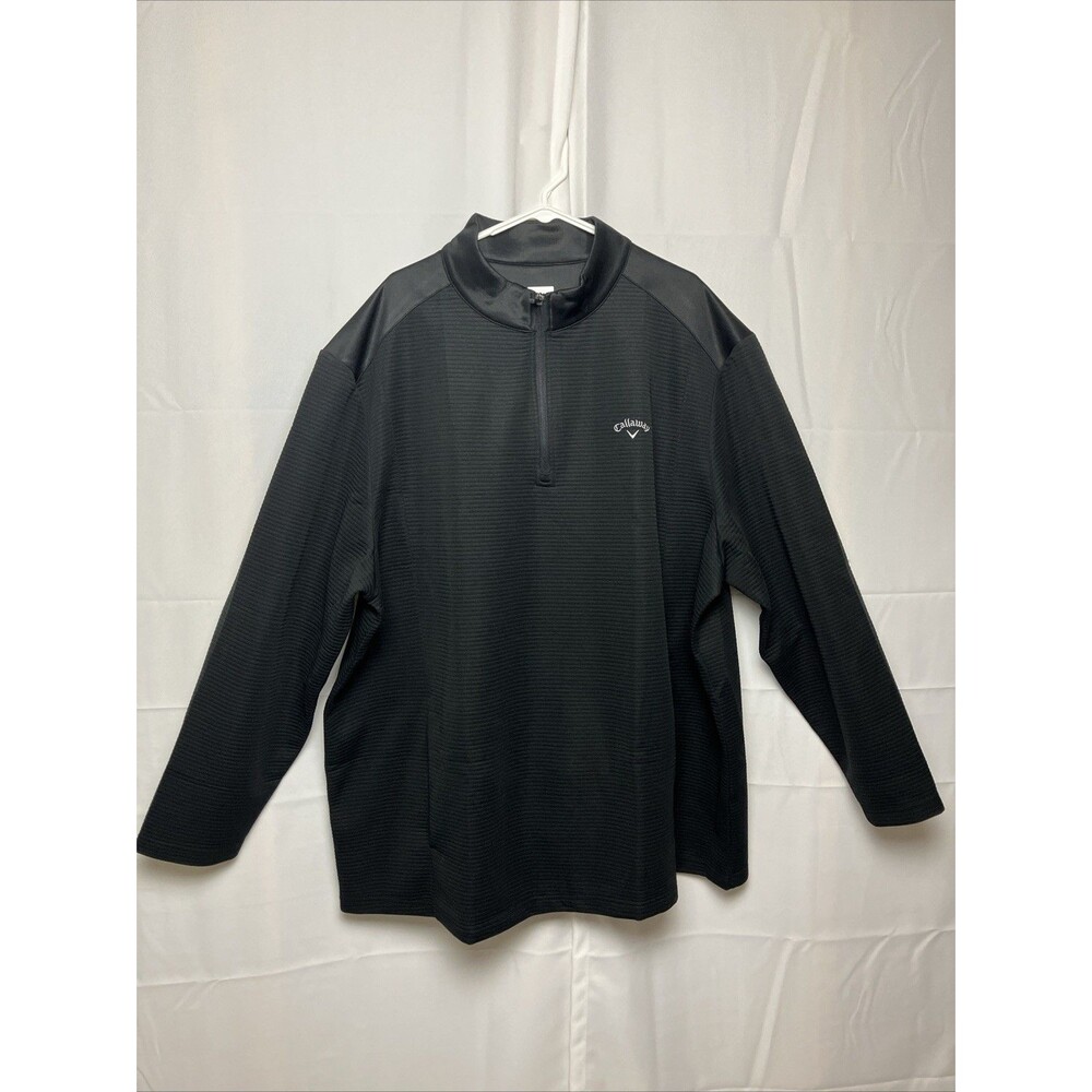 Callaway Mens Quarter Zip Pull Over Black 3XLT Mock Neck Ribbed Opti Dri Golf
